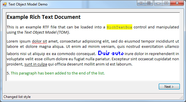 Text Object Model Demo