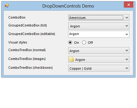 DropDownControls demo
